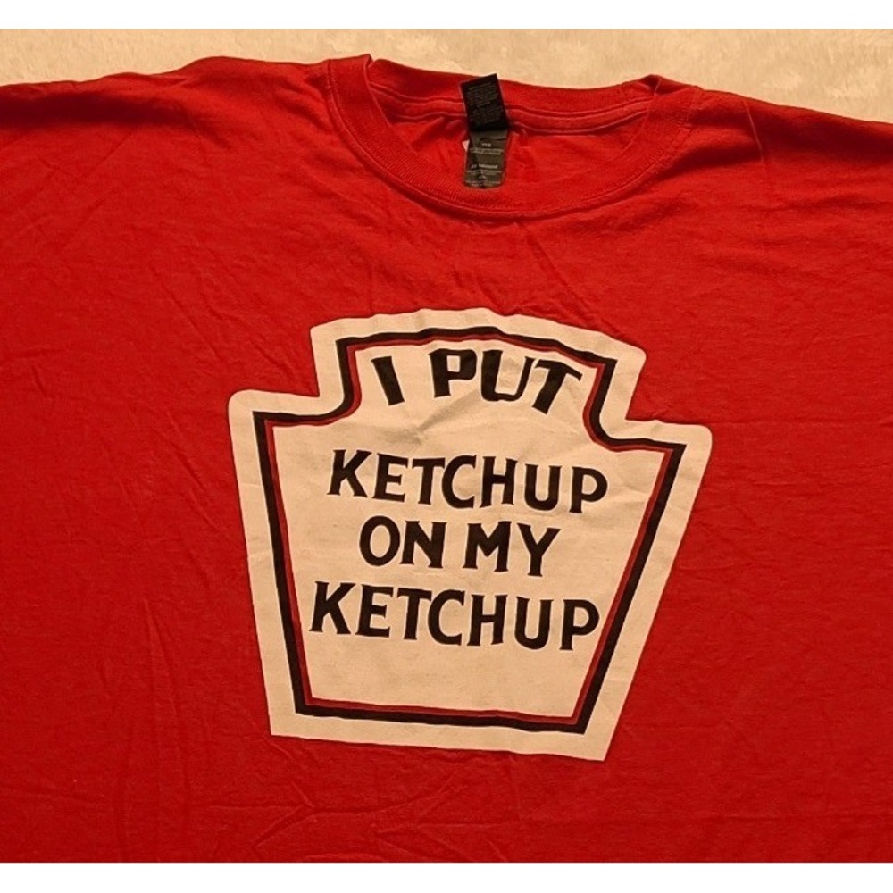 M&O Gold Men's XXL Red I Put Ketchup On My Ketchup Graphic TShirt Funny Food Tee - Picture 5 of 14